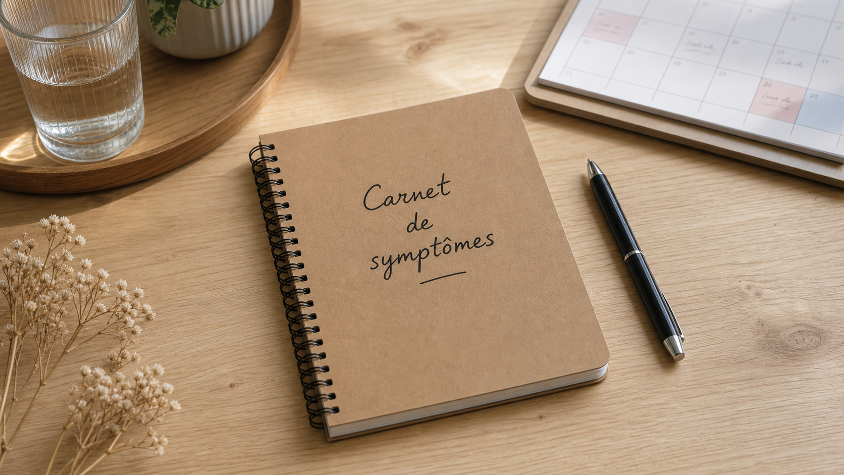 Carnet de symptômes menstruels rempli avant une consultation